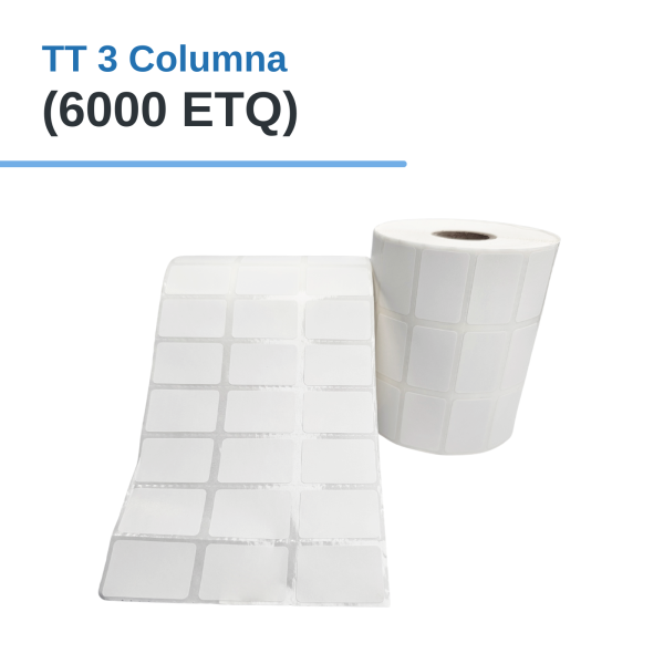 Rollo Etiq. Adhesivas (PAPEL) TT 30mm x 20mm x 6000 Etq. x 3 Col. Tuco 1"