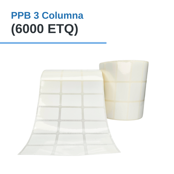 Rollo de Etiq. (PLASTIFICADO) PPB 30mm x 20mm x 6000 etq. x 3 Col. Tuco 1"