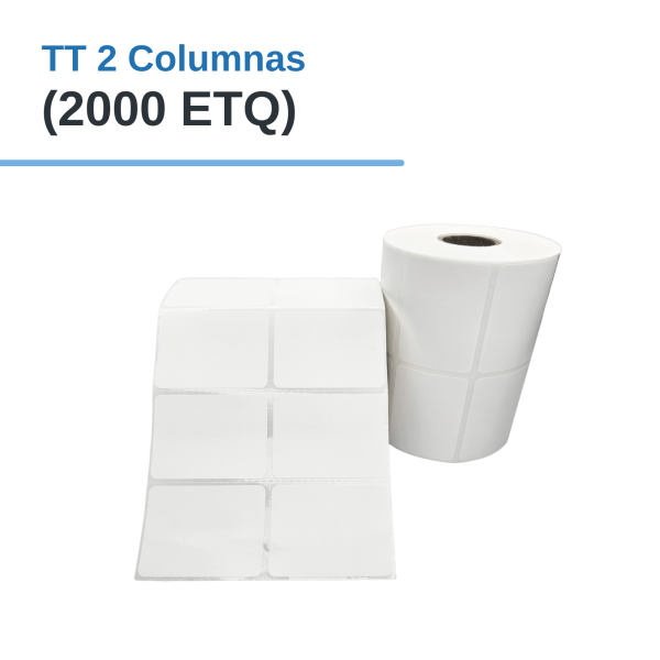 Rollo de Etiq. Adhesivas (PAPEL) TT 2" x 1.5" x 2000 Etq. x 2Col. Tuco 1″