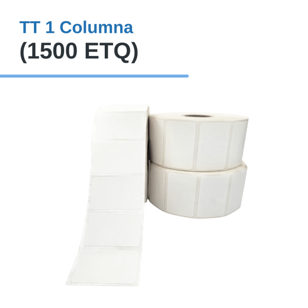 Rollo de Etiq. Adhesivas (PAPEL) TT 1.5" x 1" x 1500 Etq. x 1Col, Tuco 1"