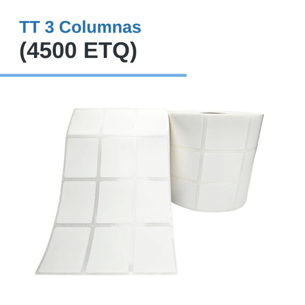 Rollo de Etiq. Adhesivas (PAPEL) TT 30mm x 40mm x 4500 Etq. x 3Col, Tuco 1"