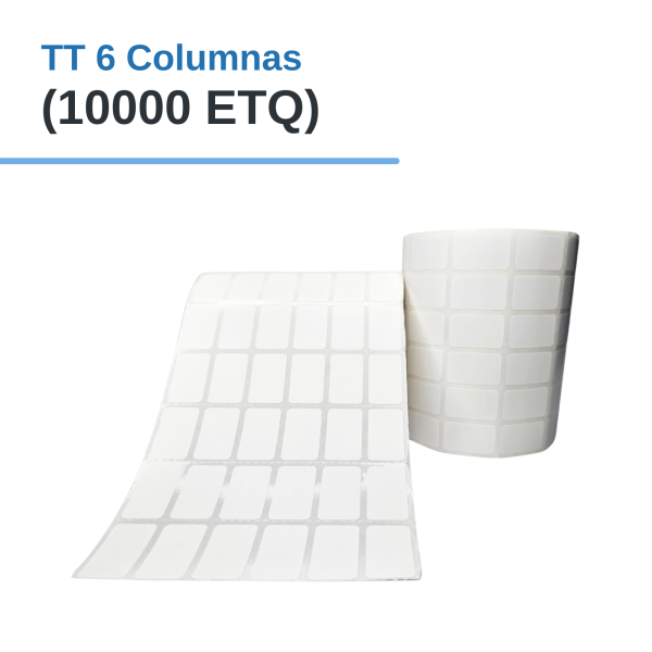 Rollo de Etiq. Adhesivas (PAPEL) TT 15mm X 25mm X 10,000 Etq. X 6Col, Tuco 1" (0,5" X 1")(1.5cm X 2.5cm)