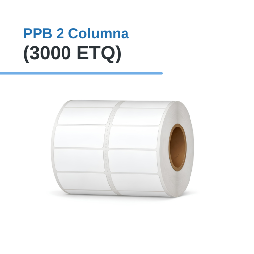 ROLLO DE ETIQUETAS ADHESIVAS PLASTIFICADAS PPB 2" X 1" X 3000 ETQ. X 2COL, TUCO 1" (50MMX25MM)