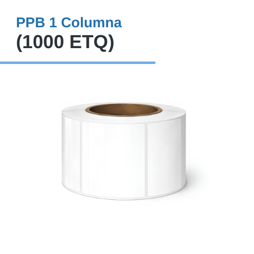 ROLLO DE ETIQUETAS ADHESIVAS PLASTIFICADAS PPB 2" X 2" X 1000 ETQ. X 1COL, TUCO 1" (50MM X 50MM)