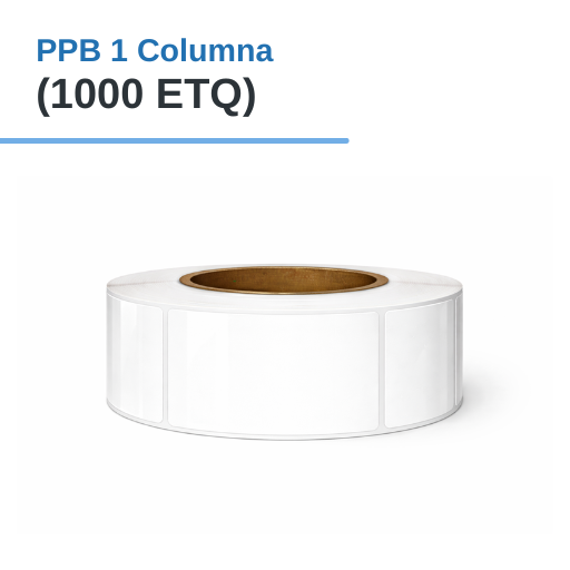 ROLLO DE ETIQUETAS ADHESIVAS PLASTIFICADAS PPB 3" X 1.5" X 1000 ETQ. X 1COL, TUCO 1" (75MM X 38MM)