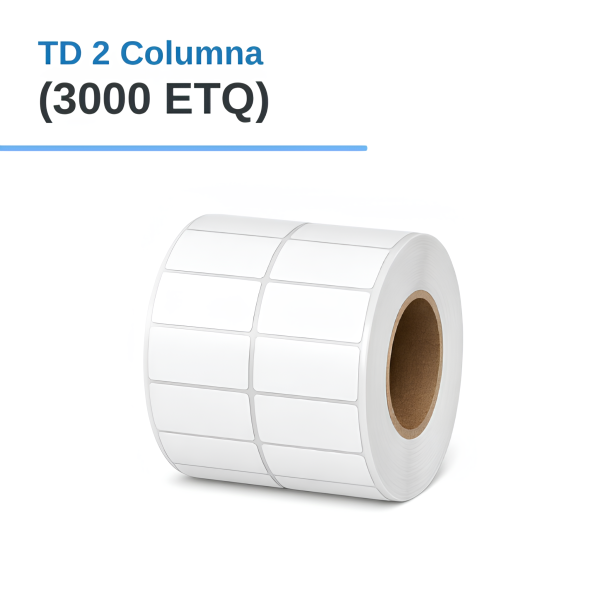 ROLLO DE ETIQUETAS ADHESIVAS TERMICO DIRECTO TD 1.1" X 0.7" X 3000 ETQ. X 2 COL, TUCO 1" (30MM X 20MM)