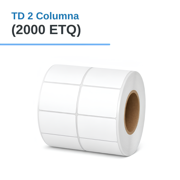 ROLLO DE ETIQUETAS ADHESIVAS TERMICO DIRECTO TD 1.2" X 1.6" X 2000 ETQ. X 2COL, TUCO 1" (30MM X 40MM)