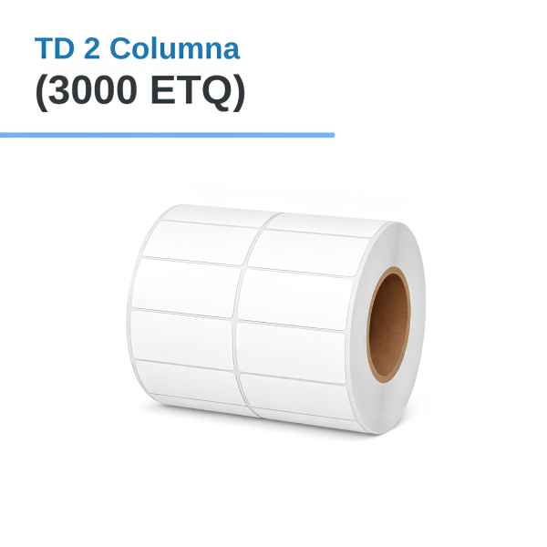 ROLLO DE ETIQUETAS ADHESIVAS TERMICO DIRECTO TD 2" X 1" X 3000 ETQ. X 2COL, TUCO 1" (50MM X 25MM)