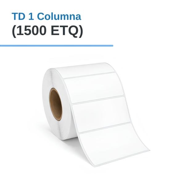 ROLLO DE ETIQUETAS ADHESIVAS TERMICO DIRECTO TD 3" X 1" X 1500 ETQ. X 1COL, TUCO 1" (75MM X 25MM)