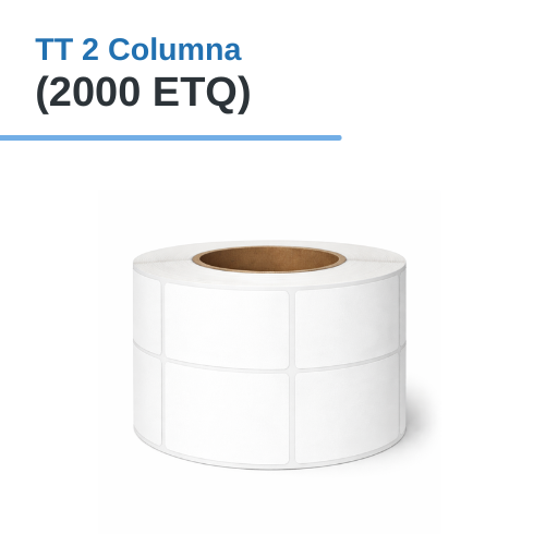 ROLLO DE ETIQUETAS ADHESIVAS DE PAPEL TT 2" X 2" X 2000 ETQ. X 2COL, TUCO 1" (50MM X 50MM)