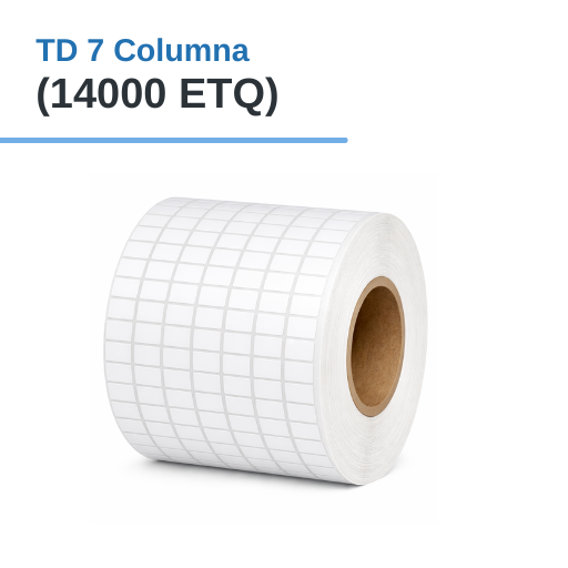 ROLLO DE ETIQUETAS ADHESIVAS TERMICO DIRECTO TD 0.5" X 0.7" X 14000 ETQ. X 7COL, TUCO 1" (13MM X 19MM)