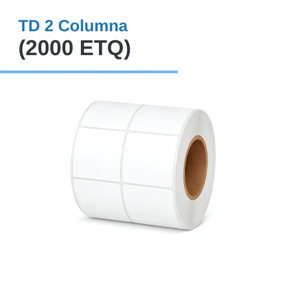 ROLLO DE ETIQUETAS ADHESIVAS TERMICO DIRECTO TD 2" X 2" X 2000 ETQ. X 2COL, TUCO 1" (50MM X 50MM)
