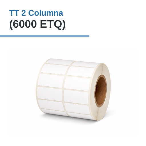 ROLLO DE ETIQUETAS ADHESIVAS DE PAPEL TT 1,5" X 0,5" X 6000 ETQ. X 2 COL, TUCO 1"  (38mm X 13mm)