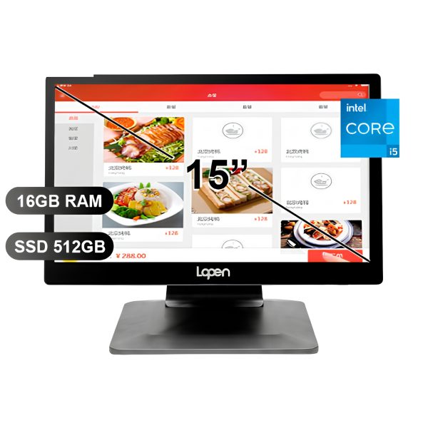 ALL IN ONE  LOPEN POS LN-D180N I5-1235 / 16GB / SSD512GB / VGA / HDMI / 4 PRT. USB / RJ45 / 15"